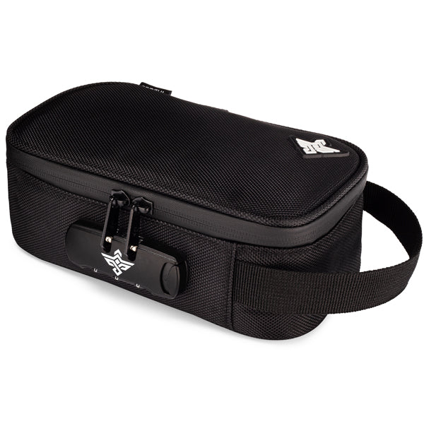 The Erozul Genesis v2 Medium Smell Proof Case by Erozul features a water-resistant, smell-proof exterior, side handle, and anti-theft combination lock for secure storage.